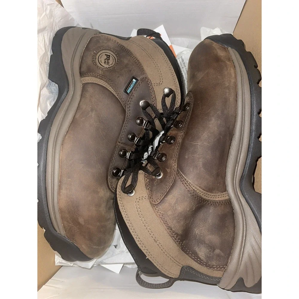 Men's Timberland PRO Flume Mid Waterproof Steel Toe Work Boots Brown A1Q8V 9.5 M